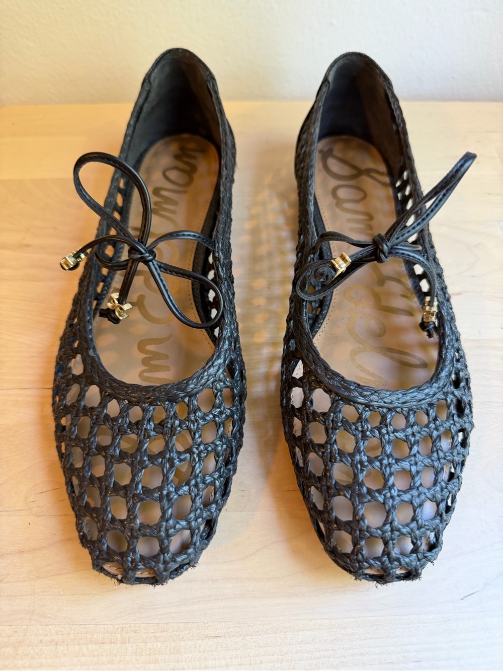 Sam Edelman Black Woven Ballet Flats with Bow - Picture 3 of 6